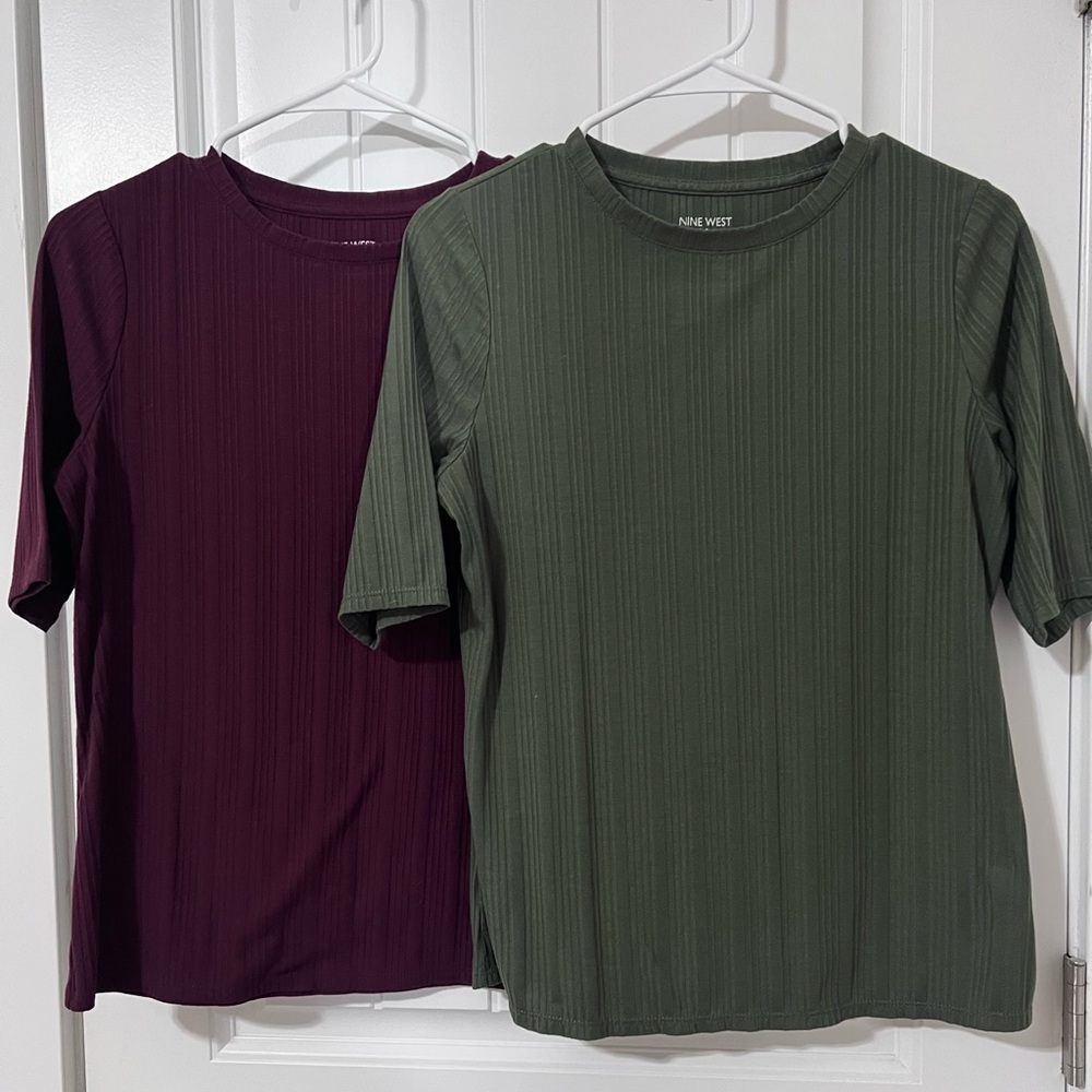 Nine West Soft Spun tops- Burgundy and Green